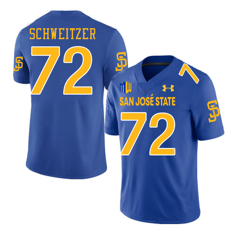 #72 Wes Schweitzer SJSU Jersey,San Jose State Spartans Football Jersey College Uniforms-Royal